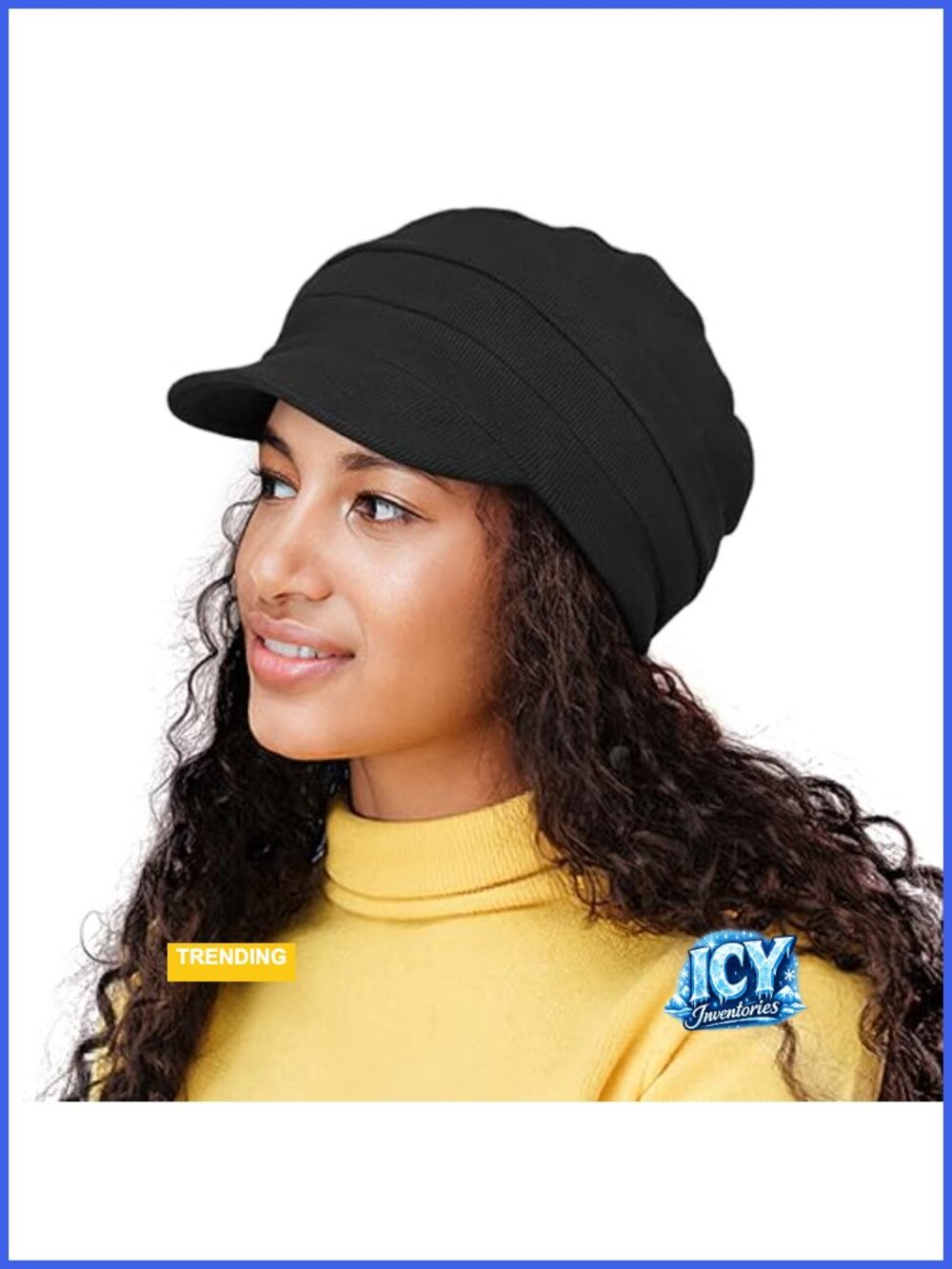 Satin Lined Slouchy Newsboy Cap Winter Beanie for Curly Hair